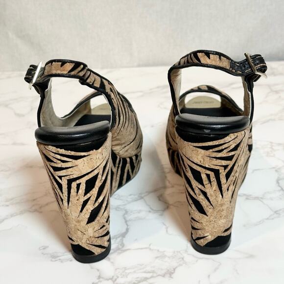 JIMMY CHOO Prova Black Laser-Cut Suede & Cork Wedge, 120mm SZ IT41 US10 $625 - Picture 6 of 12